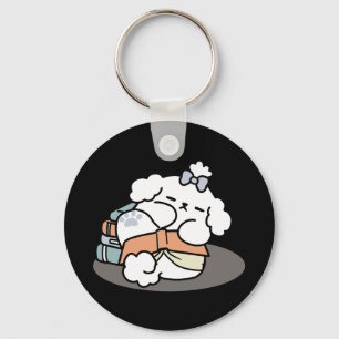 Boeken en blaffen - Schattige Sleepy Dog Reading D Sleutelhanger