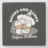 Boeken en blaffen - Schattige Sleepy Dog Reading D Stenen Onderzetter (Voorkant)
