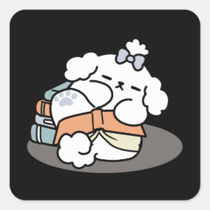 Boeken en blaffen - Schattige Sleepy Dog Reading D Vierkante Sticker