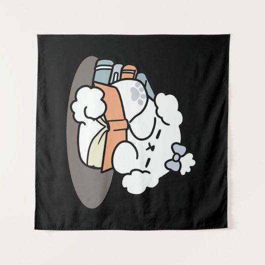 Boeken en blaffen - Schattige Sleepy Dog Reading D Wandkleed (Voorkant (horizontaal))