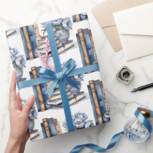 Boeken en bloemen cadeaupapier