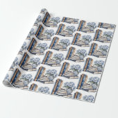 Boeken en bloemen cadeaupapier (Uitgerold)