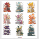 Boeken en bloemen sticker (Vel)