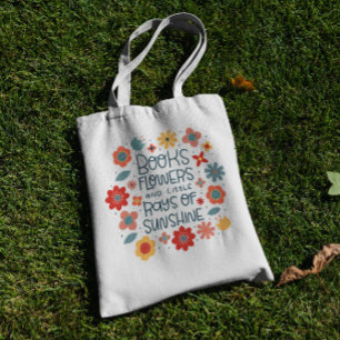 Boeken en bloemen tote bag