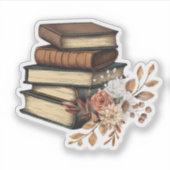  boeken en bloemen waterdicht sticker (Voorkant)