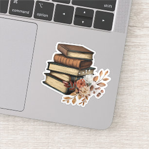  boeken en bloemen waterdicht sticker