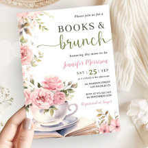 Boeken en Brunch Baby Shower Meisje Roze Bloemen