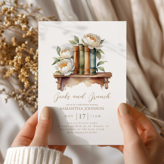 Boeken en brunch gezellige Baby shower uitnodiging