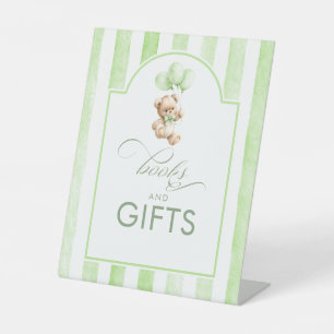 Boeken en Cadeaus Teddybeer Groene Baby Shower Reclamebord Met Voetstuk