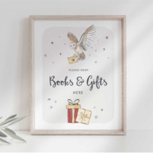 Boeken en cadeaus toverfeest bord poster