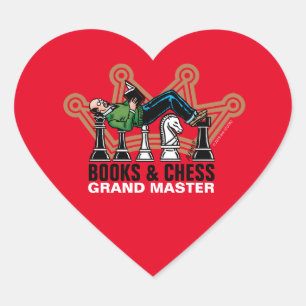Boeken en Chess Grand Master Hart Sticker