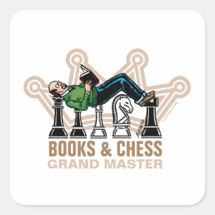 Boeken en Chess Grand Master Square Sticker