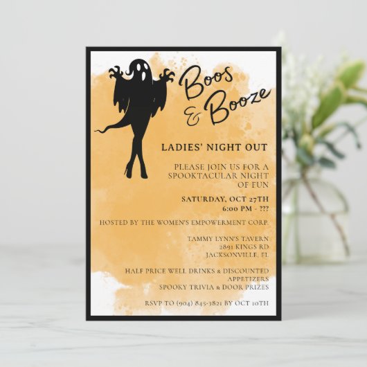 Boeken en drank Dames Night Halloween Uitnodigen Kaart (Staand voorkant)