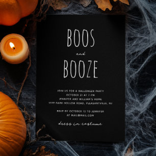 Boeken en drank Zwart minimalistisch Halloween f Kaart
