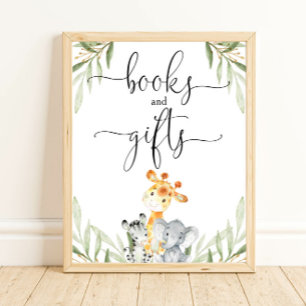 Boeken en geschenken baby shower poster