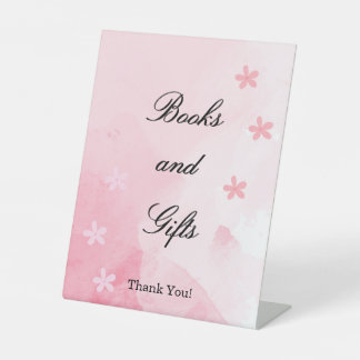 Boeken en geschenken Roze Bloeiende Bloemen Baby s Reclamebord Met Voetstuk