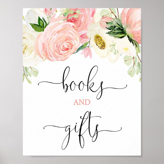 Boeken en geschenken tekenen roze goudelegante blo poster (Voorkant)