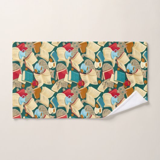 Boeken en katten handdoek (Handdoek)