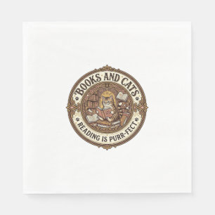Boeken En Katten Kat Boeken Lezen Vintage Vector A Servet