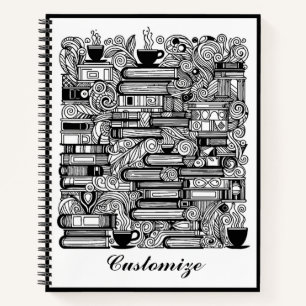 Boeken en koffie kleur me doedel