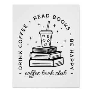 Boeken en koffie liefhebber club boekenwinkel perfect poster
