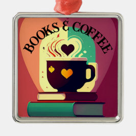 Boeken en koffie metalen ornament