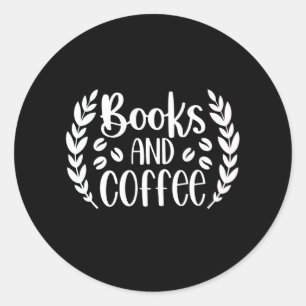 Boeken en koffie ronde sticker