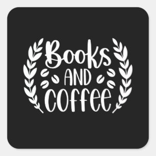 Boeken en koffie vierkante sticker