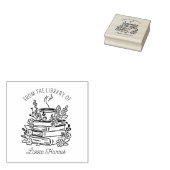 Boeken en koffieboekbord 	rubberstempel (Gestempeld)