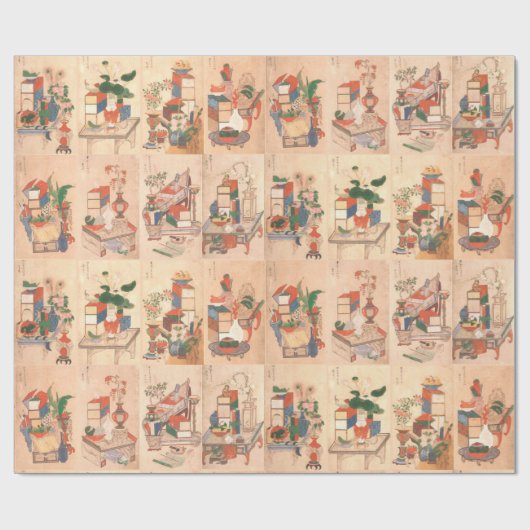 Boeken en objecten van een Koreaans Scholar Cadeaupapier (Vlak)