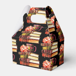 Boeken en theekzwart bedankdoosjes