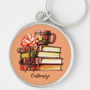Boeken en theezakje sleutelhanger
