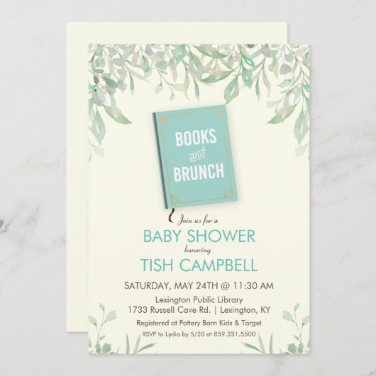 Boeken en Uitnodiging tot Baby shower Brunch (Voorkant / Achterkant)