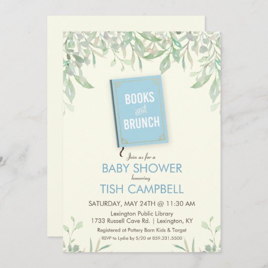 Boeken en Uitnodiging tot Baby shower Brunch (Voorkant / Achterkant)