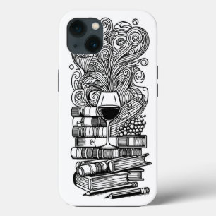 Boeken en wijn kleur me doedel 2 iPhone 13 hoesje
