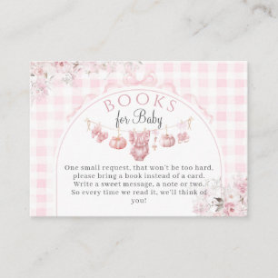 Boeken Floral Bow Pink Pumpkin Girl Baby shower Informatiekaartje