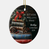  Boeken Gepersonaliseerde KerstmisOrnament Keramisch Ornament (Rechts)