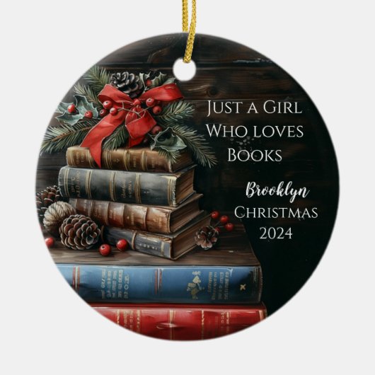  Boeken Gepersonaliseerde KerstmisOrnament Keramisch Ornament (Voorkant)