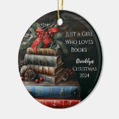  Boeken Gepersonaliseerde KerstmisOrnament Keramisch Ornament (Links)