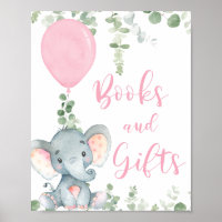Boeken geschenken roze olifant ballon baby shower 