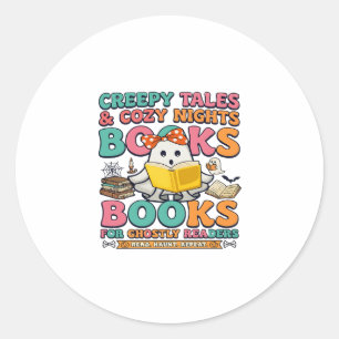 Boeken Griezelige Verhalen Spook Lezen Spinnenweb Ronde Sticker