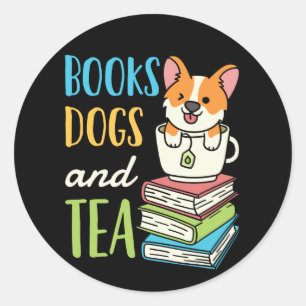 Boeken Honden en thee Ronde Sticker