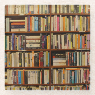 Boeken in de bibliotheek glazen onderzetter