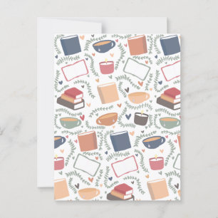 Boeken, kaarsen en thee briefkaart