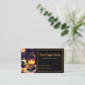 Boeken & kaarslicht visitekaartje (Staand voorkant)