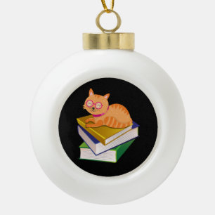 Boeken - Kat en boeken Book Lover Gift Keramische Bal Ornament