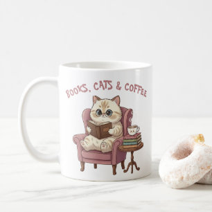 Boeken, Katten & Koffie Mopshond Kat Liefhebber Mo Koffiemok