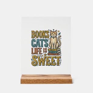 Boeken Katten Leven Is Zoet Vintage Kat Lezer Desi Acryl Bord