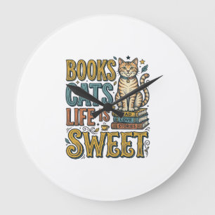 Boeken Katten Leven Is Zoet Vintage Kat Lezer Ontw Grote Klok
