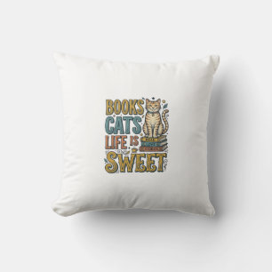 Boeken Katten Leven Is Zoet Vintage Kat Lezer Ontw Kussen